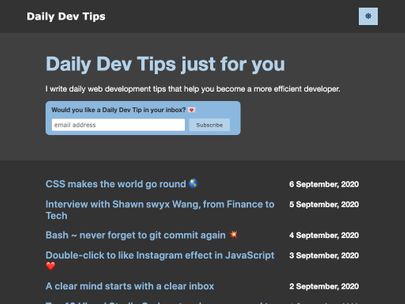 Screenshot of https://daily-dev-tips.com/